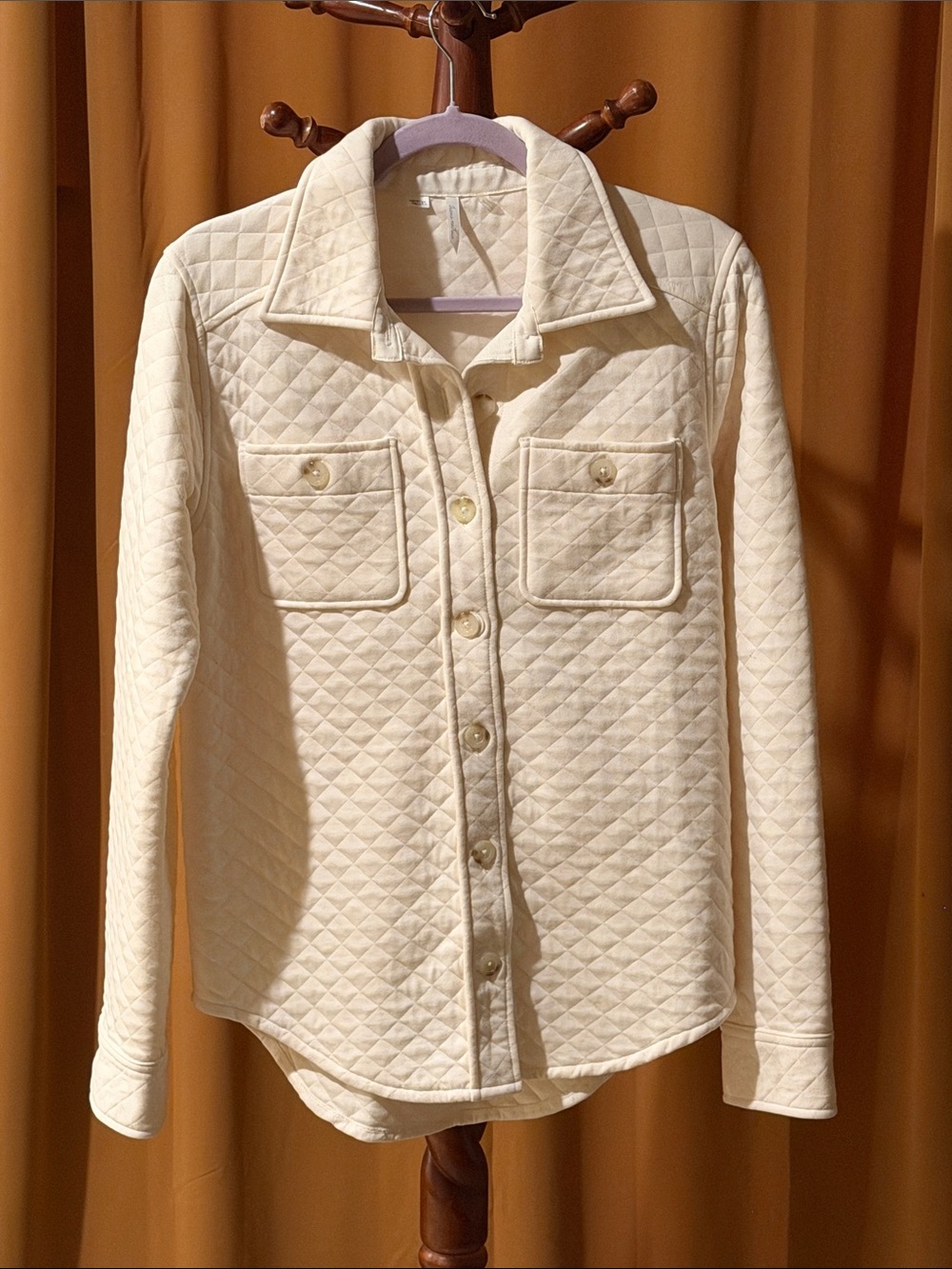 Travis Mathew Quilted Button-Up Jacket in Off-White/Cream